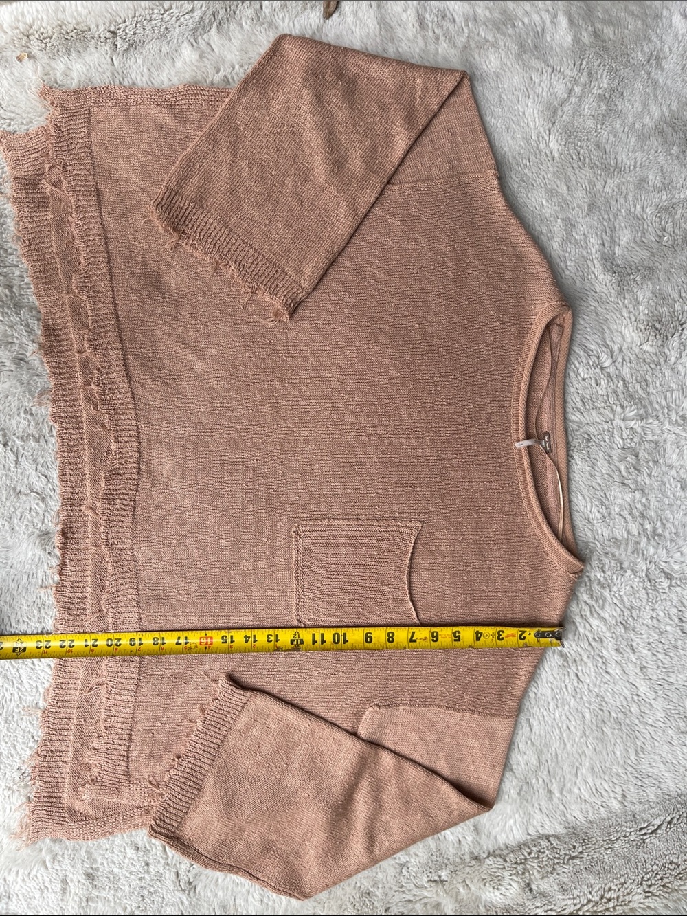 Free People Distressed OversPocket Sweater in  Sand Size S - Picture 9 of 10